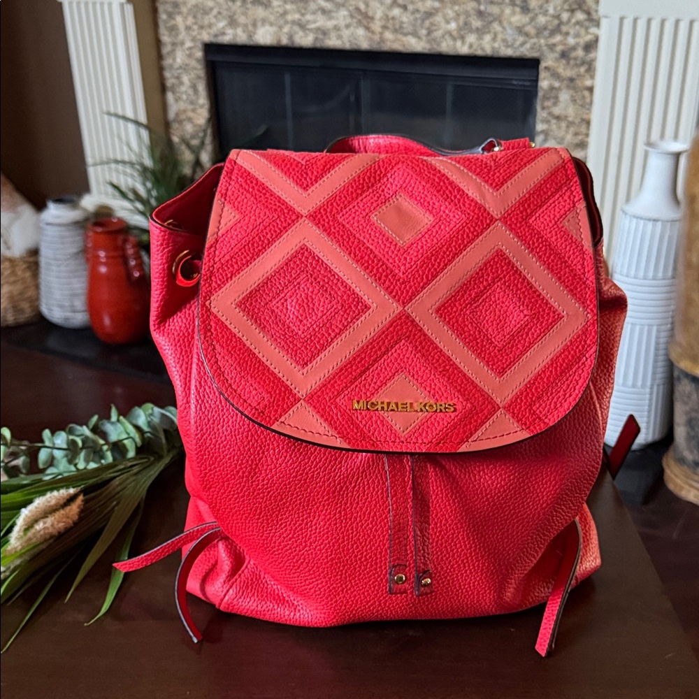 Michael Kors Riley Backpack Pebble Leather Dark Sangria 12" -Retails for $498